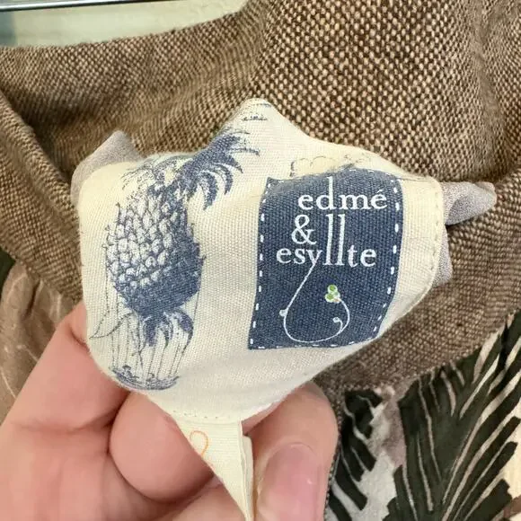 Anthropologie Edme & Esyllte Midi Skirt 2 Flurried Plumes Button Front Brown - Picture 7 of 10